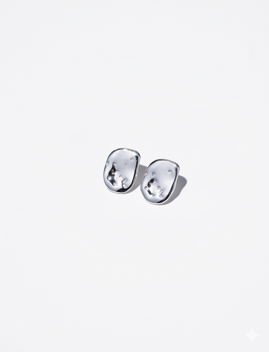 Earrings "Stone" GERMAN x White Petal collaboration SILVER